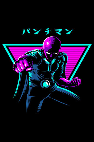 Epic Showdown: One Punch Man in Neon Style ⚡️
