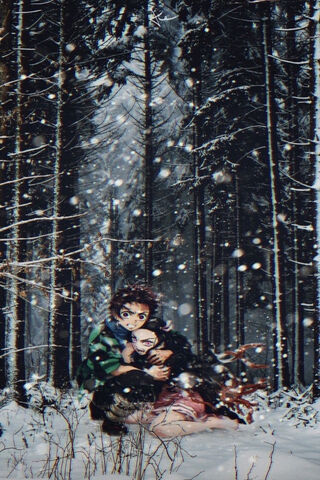 Winter's Embrace: Tanjirou and Nezuko's Bond ❄️❤️