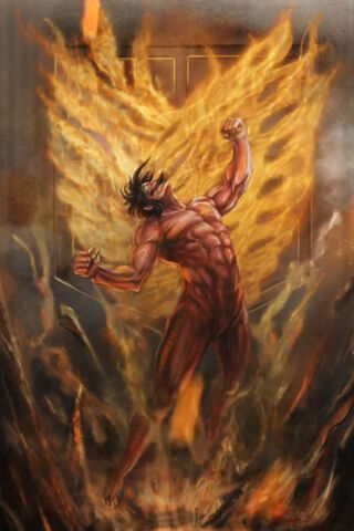 Eren's Fiery Transformation: The Titan Awakens! 🔥