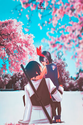 Sasuke's Tender Moment Under Cherry Blossoms 🌸