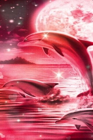 Dolphins in a Dreamy Pink Paradise 🌊💖
