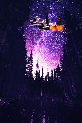 Galactic Flight Over Enchanted Woods 🌌✈️