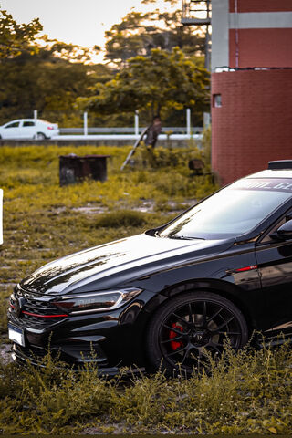 Sleek Power: The Jetta GLI Front View 🚗✨
