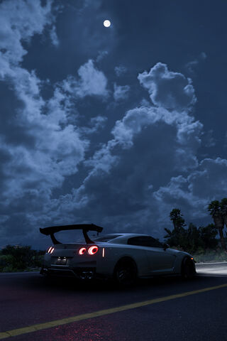 Midnight Racer: The Nissan GT-R Under the Moonlight 🌙🏎️