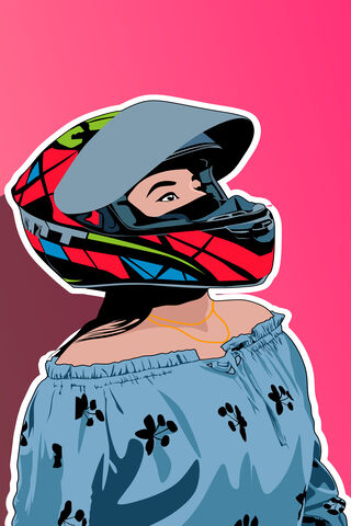 Girl Rider In Helmet