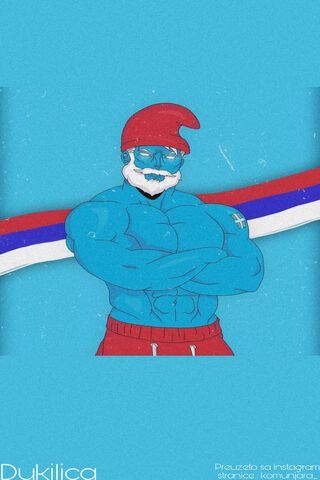Serbian Strength: Papa Smurf Reimagined 💪🇷🇸