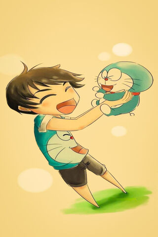 Nobita's Joyful Moment with Doraemon! 🎉