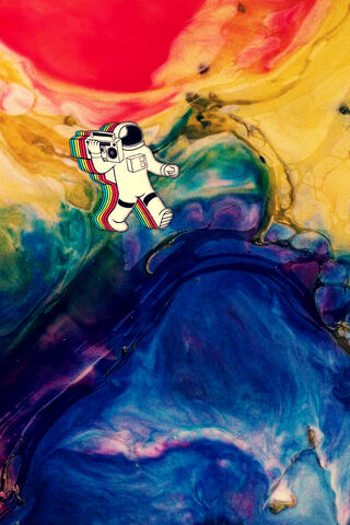 Astronaut's Colorful Journey Through Space 🌌🚀
