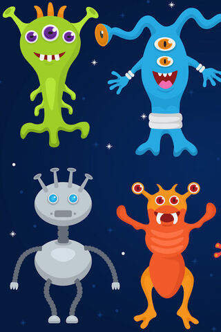 Galactic Creatures: A Colorful Encounter! 🌌👾