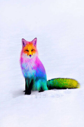 Whimsical Rainbow Fox in a Winter Wonderland 🌈🦊