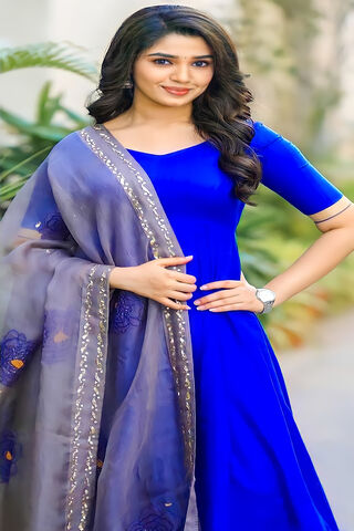 Elegance in Blue: Kritishetty's Stunning Look