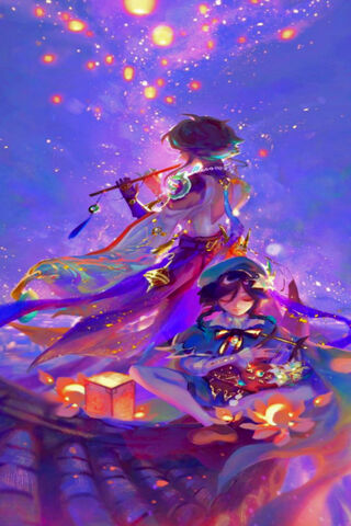 Celestial Harmony: Venti and Xiao's Night of Stars 🌌🎶