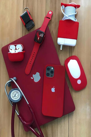 Red Tech Vibes: A Stylish Apple Collection ❤️