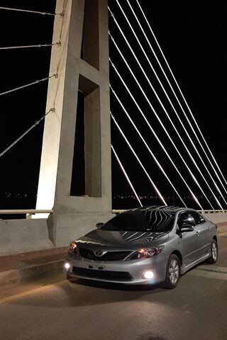 Toyota Corolla: Nighttime Elegance on the Bridge 🌉✨