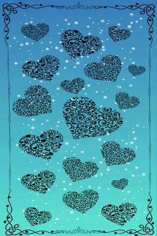 Whimsical Blue Hearts Dance
