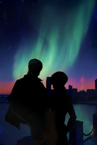 Under the Northern Lights: A Moment with Erwin and Levi