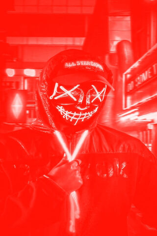 Solid Red Neon Mask