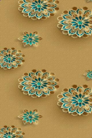 Aqua Green Blossoms on Golden Sands 🌼✨