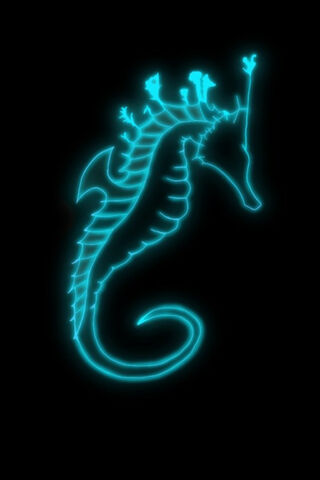 Glow of the Ocean: Neon Seahorse