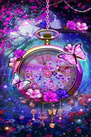 Whimsical Timekeeper: A Dance of Colors and Nature ⏰🌸🦋