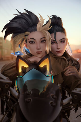 Dynamic Duo: Akali & Kai'Sa on the Road! 🏍️✨