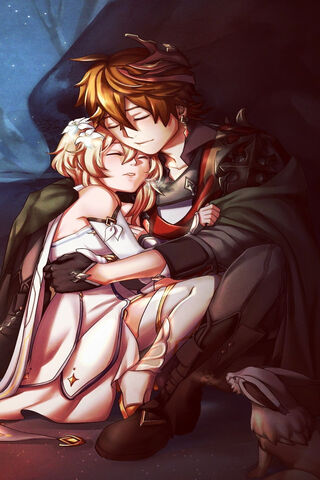A Moment of Serenity: Lumine and Aether's Bond 🌌✨