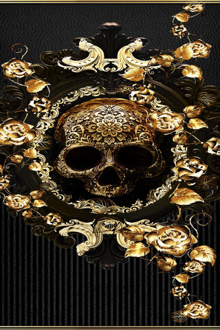 Golden Elegance: The Floral Skull