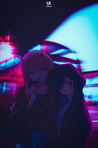 Neon Dreams: Zero Two & Ichigo Unite 🌌✨