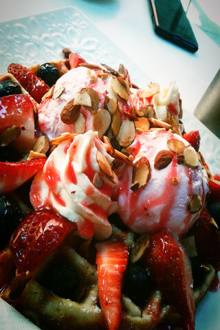 Sweet Indulgence: Waffle Delight 🍓🍦