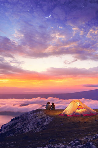 Serene Sunset Camping Adventure 🌄⛺