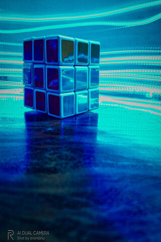 Mystical Moves: The Rubik's Cube in Neon Light