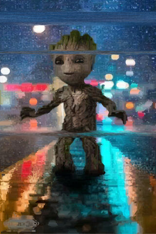 Dancing in the Rain: Baby Groot's Night Out 🌧️🌟