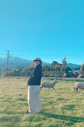 Taehyung V: A Serene Moment in Nature 🌄🐑