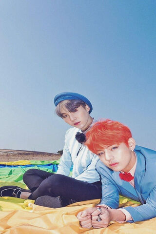 Dynamic Duo: Suga & V Under the Sky 🌈✨
