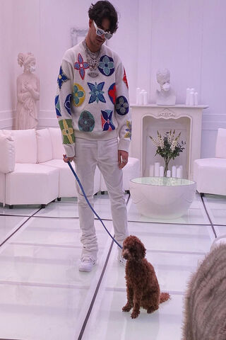 Vmin's Stylish Moment with a Furry Friend 🐾✨