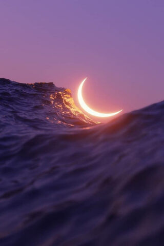 Celestial Waves: The Moon's Embrace 🌙🌊
