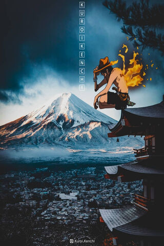 Fiery Legacy: Portgas D. Ace at Mount Fuji 🔥🏔️