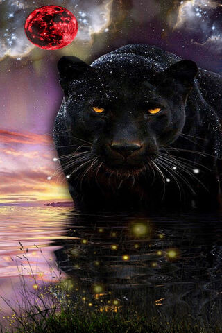 Mystical Panther Under the Blood Moon 🌌🐆
