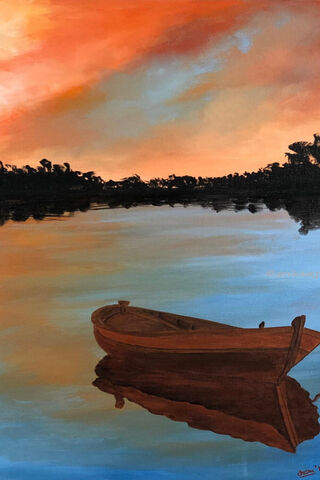 Serenity at Dusk: The River Boat