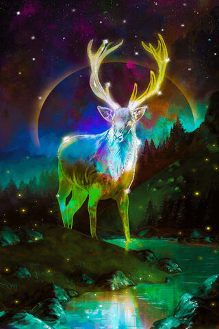 Mystical Elk Under the Northern Lights 🌌🦌