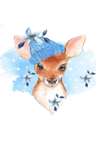 Charming Baby Deer in a Cozy Hat 🦌❄️