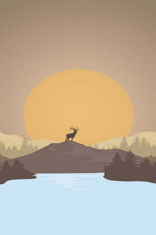 Serene Sunset Over Hills 🌅🦌