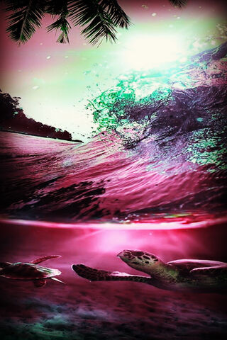 Mystical Ocean Dance: Sea Turtles in Twilight