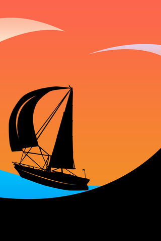 Sunset Serenity: A Sailboat's Journey