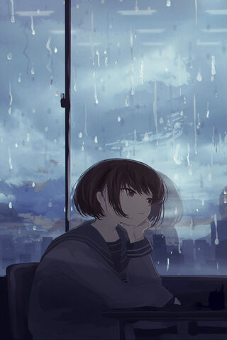 Грустный аниме дождь
