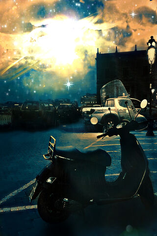 Cosmic Ride at Dusk 🌌🛵