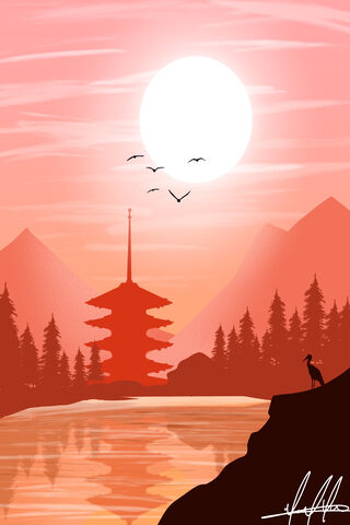 Serene Sunset Over Tranquil Waters 🌅🏞️