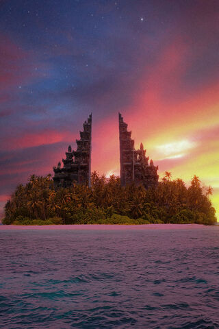 Mystical Dawn at Temple Island 🌅🏝️