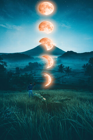 Celestial Dance Over Fiery Peaks 🌕🌋