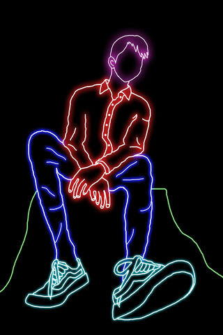 Neon Reflections: A Moment to Pause